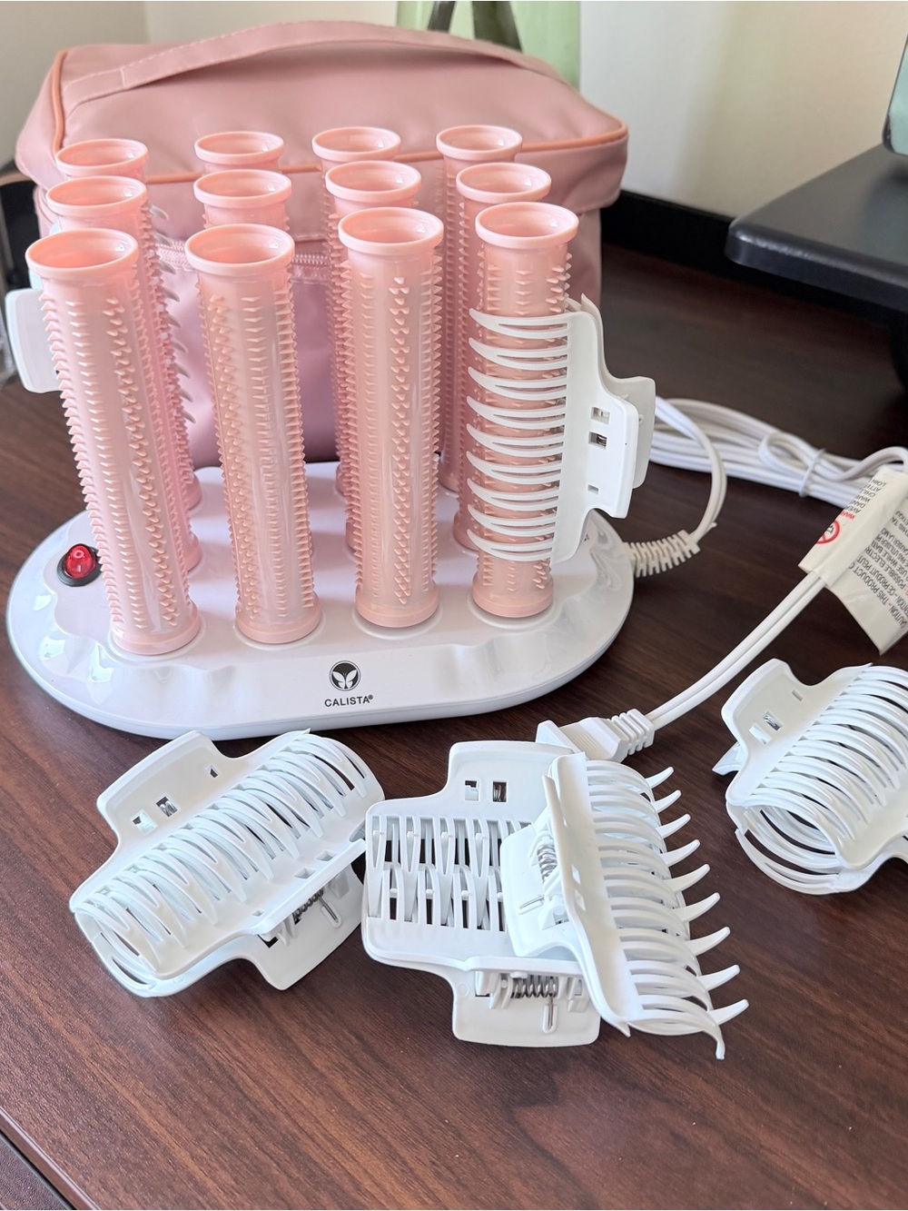 Calista Pink Long Hot Roller Set with Clips